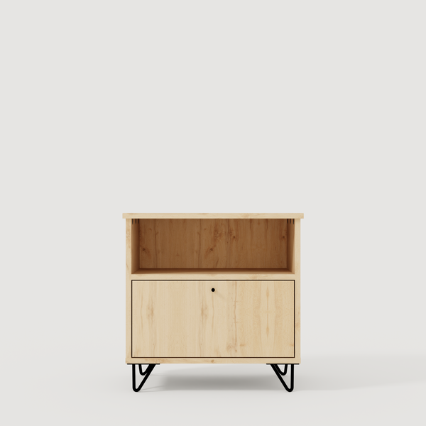Open Shelf Bedside Table with Drawer