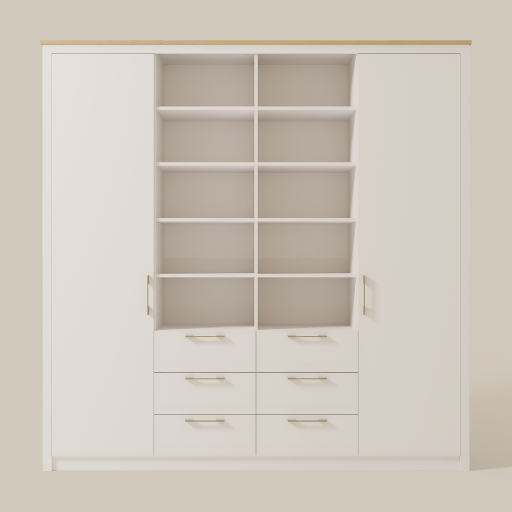 Double Wardrobe with Shelves & Drawers