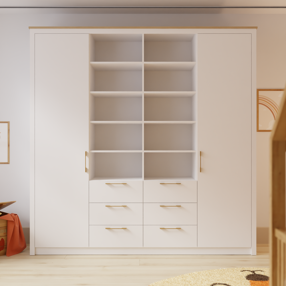 Double Wardrobe with Shelves & Drawers