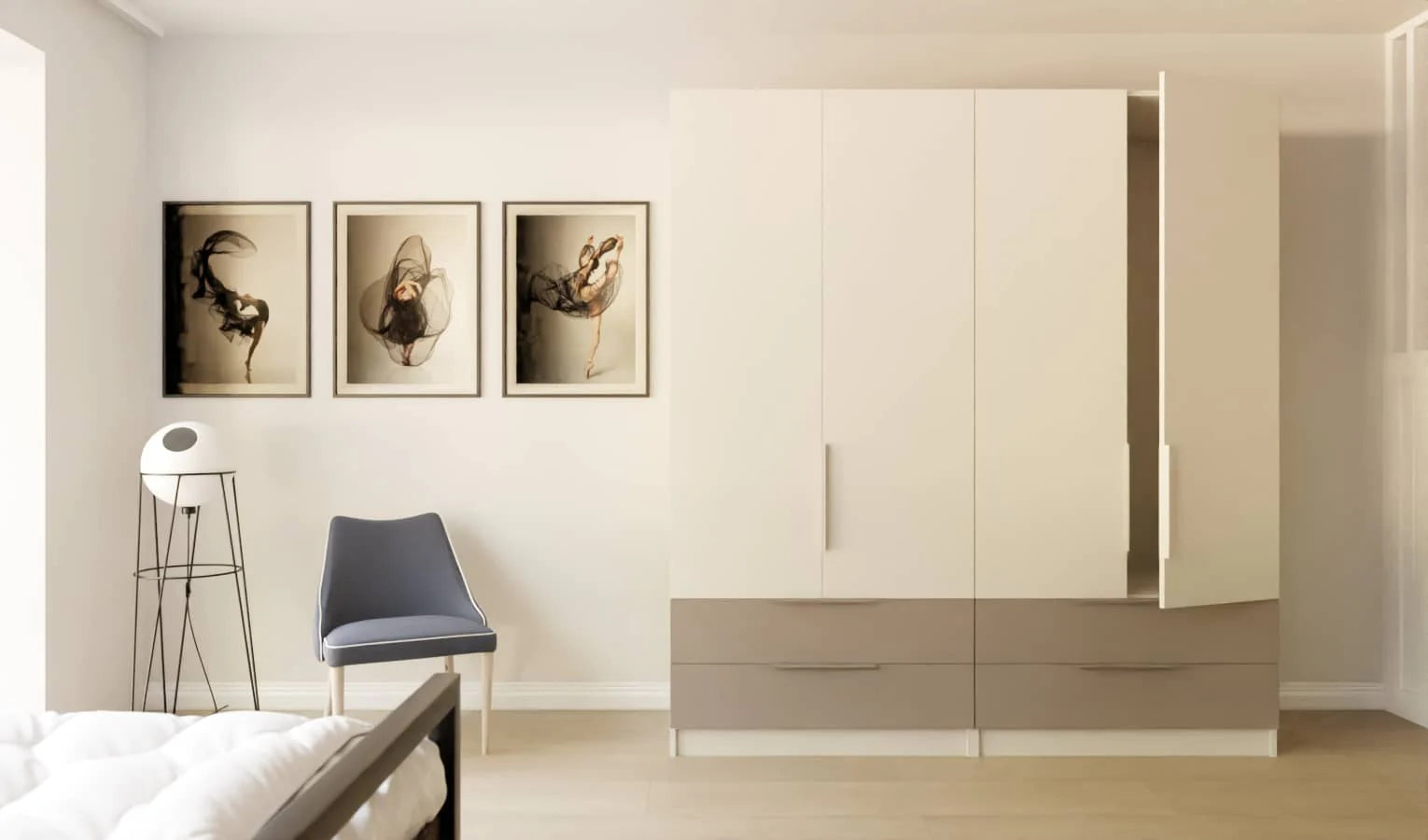 Custom Linen Press Wardrobes in White and Beige