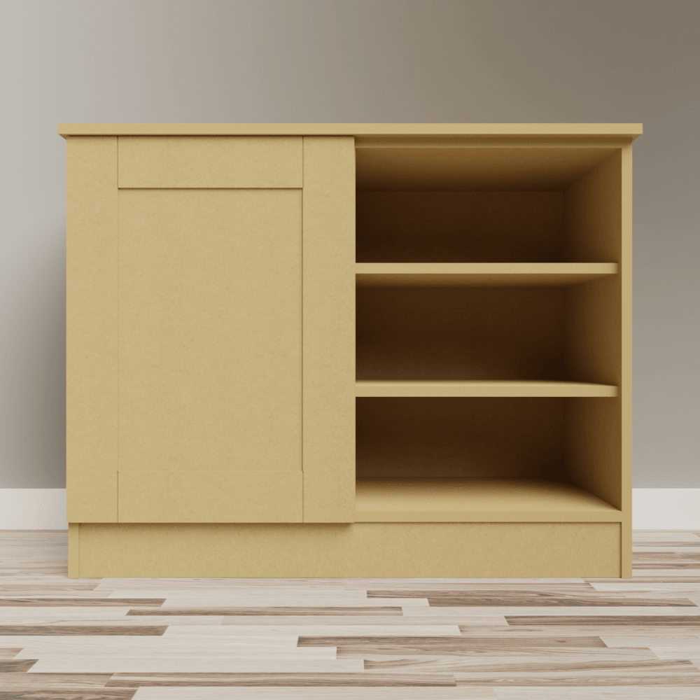 Low Double Cupboard With Open Side Shelving - The Cabinet Shop